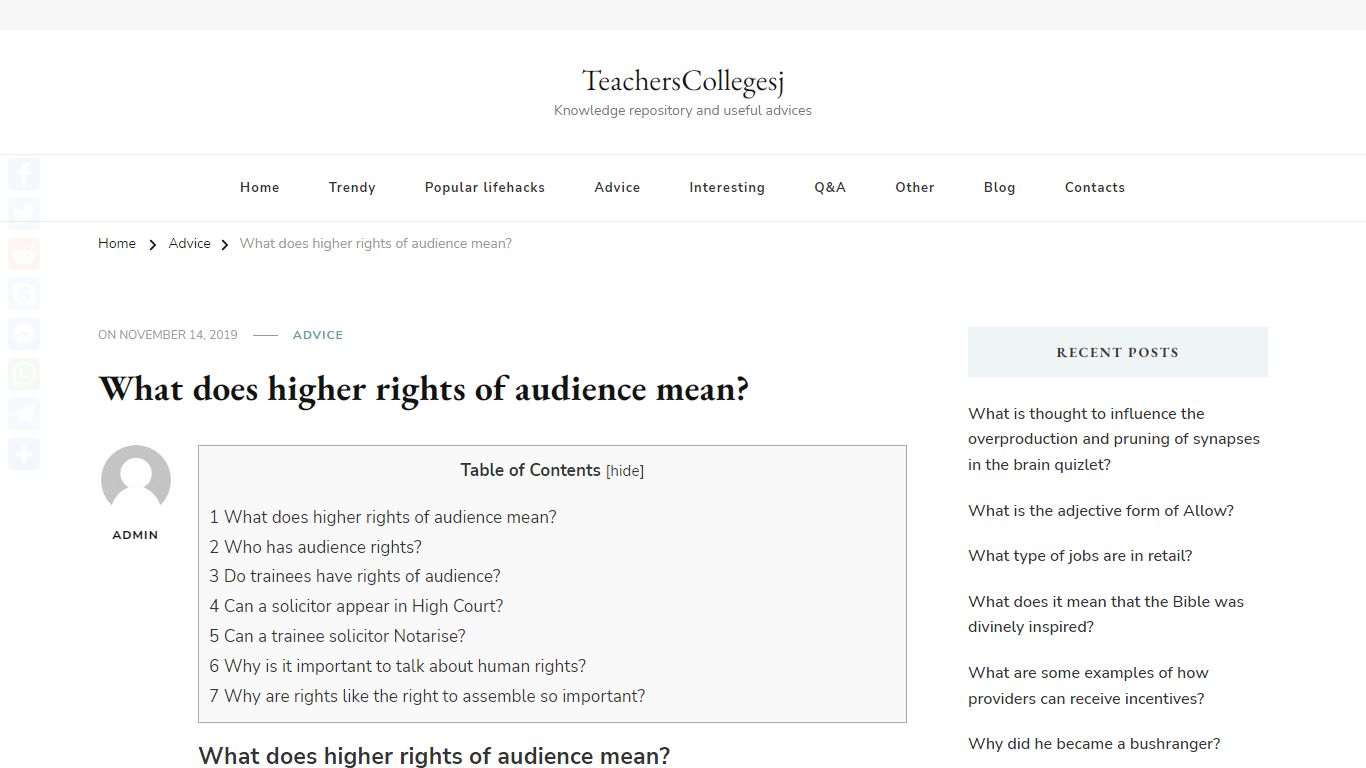 What does higher rights of audience mean? – TeachersCollegesj